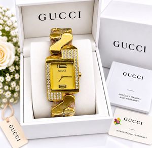 Stunning Gold Gucci Watch with Crystals