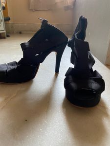 Black Peep-Toe Heels