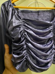 Purple Ruched Long Sleeve Top