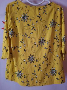 Zink Yellow Printed Women's Top