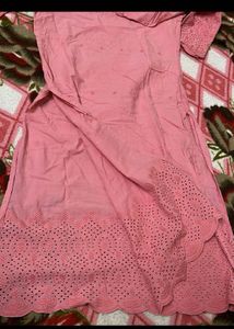 Pink Cotton Chikankari Kurta