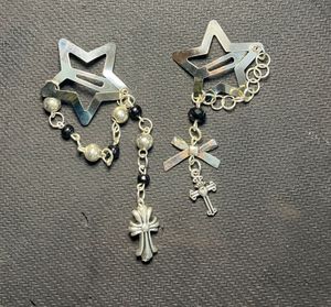 Beaded chrome Hair clips