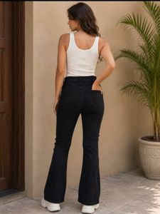 Women's Black Flare Jeans with Knee Rips