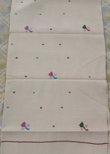 Embroidered off white woolen shawl