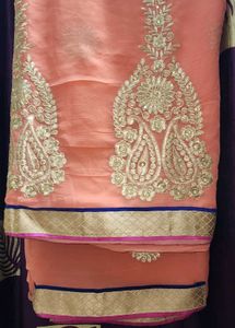 Beautiful Peach Embroidered Saree