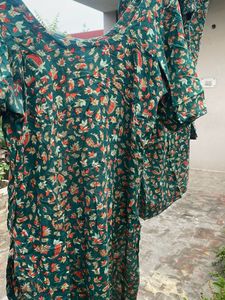 Green Floral Kurta Set