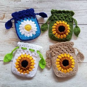 Handmade Sunflower Crochet Pouch