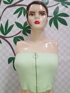(800)Mint Green Zip Tube Top