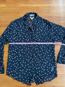 Chic Polka Dot Sheer Button-Up Blouse