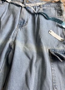 Light Wash Denim Cargo Pants