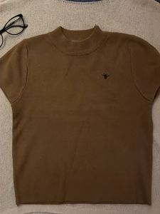 Brown Short Sleeve Knit Top