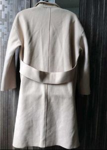 Women's Beige Lapel Coat with Belt