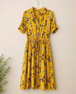 Floral print mustard yellow midi