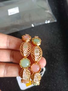 Gold-tone Bangle with Pastel Stones