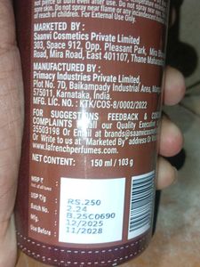 La'French Black Leather Body Spray 24 longlastc