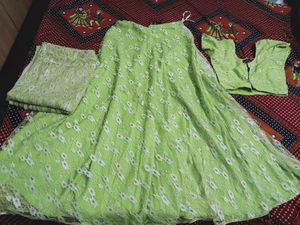 Lime Green Embroidered Lehenga Set