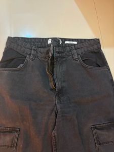 Wide Leg Cargo Pants Stonewashed