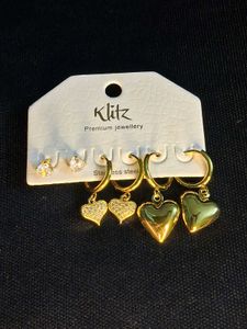Klitz Heart & Crystal Earrings Set