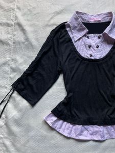 Cute Black &amp; Lilac Layered Top