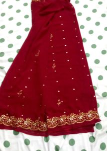 Maroon Embellished Saree