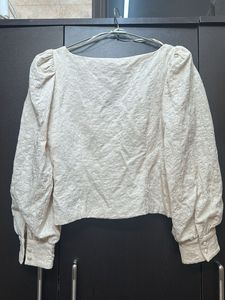 Zara Chic Textured Puff Sleeve Top