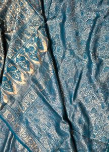 Elegant Teal &amp; Gold Banarasi Saree