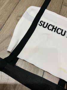 White "SUCH CUTE" Crop Top