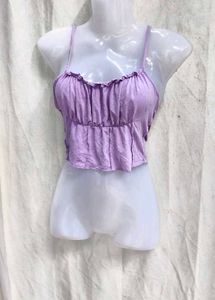 15279. Cute Lavender Ruched Crop Top
