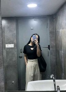 Cute Black Heart Cutout Top