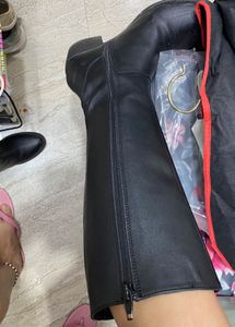 Classic Black Leather Knee-High Boots