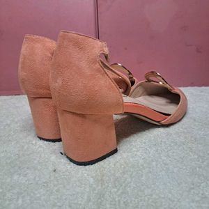 YUGE Peach Heels with Ankle Strap