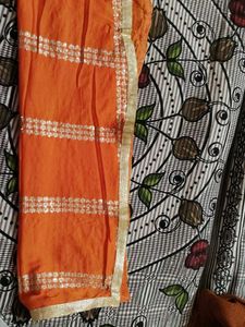 Orange duppta with Sequins