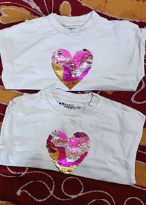 White Sweatshirt with Sequin Heart