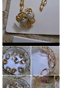 Elegant Gold & Silver Toned Jewelry Set