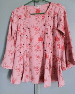 Pink Floral Print Top