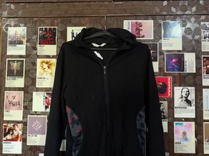 Black Zip-Up Hoodie with Camo Accents