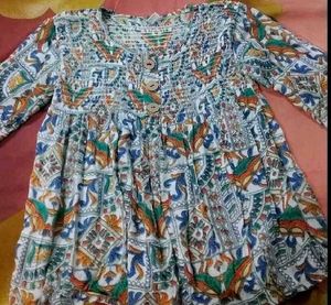 Blue Crochet Kurta Top
