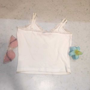 White Lace Trim Cami Top