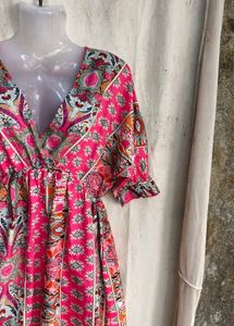 Boho Pink Print Mini Dress