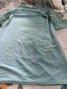 Light Blue Lace Sleeve Dress