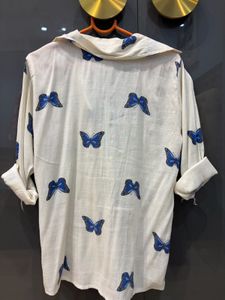 Chic Butterfly Print Button-Up Shirt