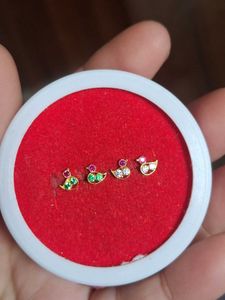 Heart Stud Earrings with Gemstones