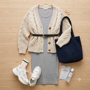 Chic Gray Bodycon Dress full sleeves