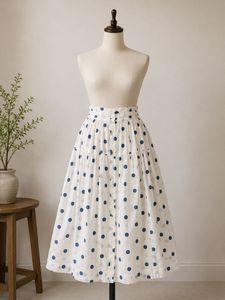 Chic Polka Dot Cotton Skirt🌷