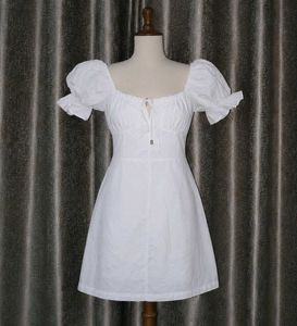 White Puff Sleeve Mini Dress