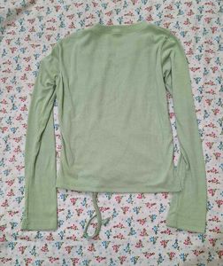 Cute Light Green Ruched Long Sleeve Top😍