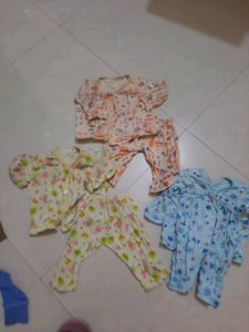 Baby Cotton Night Suit 3 Pairs