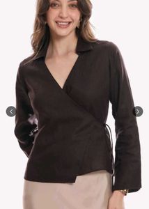 Women's Brown Wrap Top