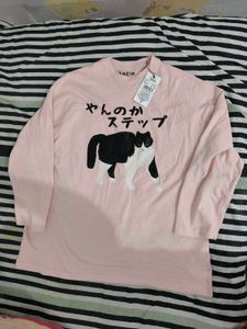 Cute Pink Cat Graphic T-Shirt