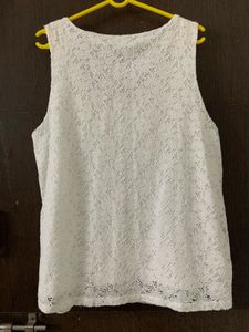 Elegant White Lace Details Top